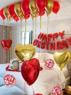 Red Theme Happy Birthday Balloon Set, Birthday Party, Valentine's Day Decoration, Anniversary, Birthday Photo Wall