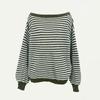 Off The Shoulder Striped Sweater Women Autumn Winter Fashion Loose Soft Neckline Casual Knitted Sweaters