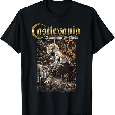 Castlevania Symphony Grafika Pudełka Gotycka Noc Księżycowa Koszulka Retro Gamera