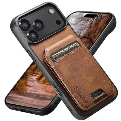 Leather Strong Magnent Card Wallet Holder Set for Apple For Iphone 17 16 1 14 13 Pro Max Plus With Phone Case Magnetic Stand Bag