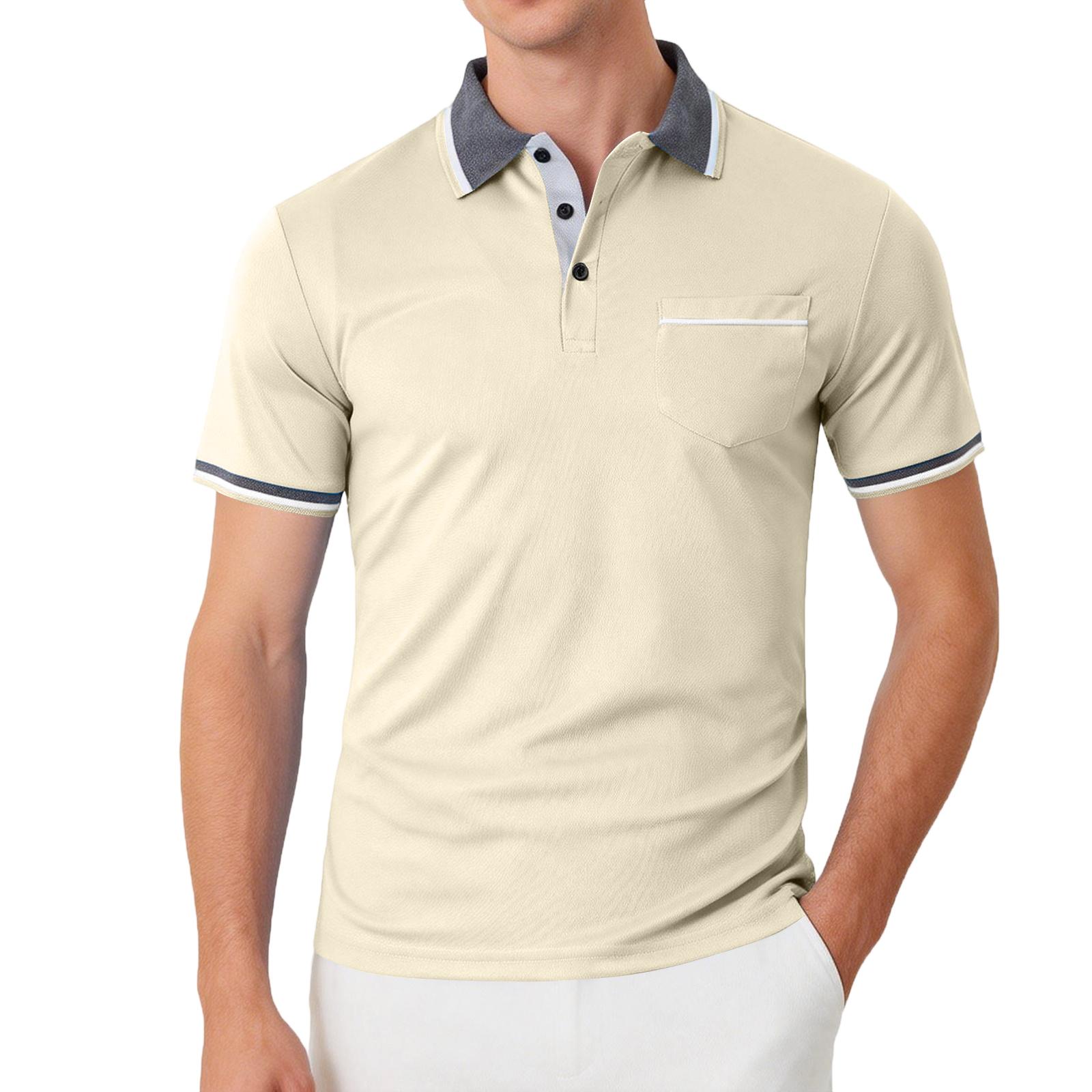 Men s Casual Short-sleeved Cool And Breathable Fashionable Collarless Shirt L