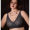 Plus Size Seamless Leopard Print Bra Women Deep V Full Coverage Underwire-Free Supportive Cup With Side Smoothing
