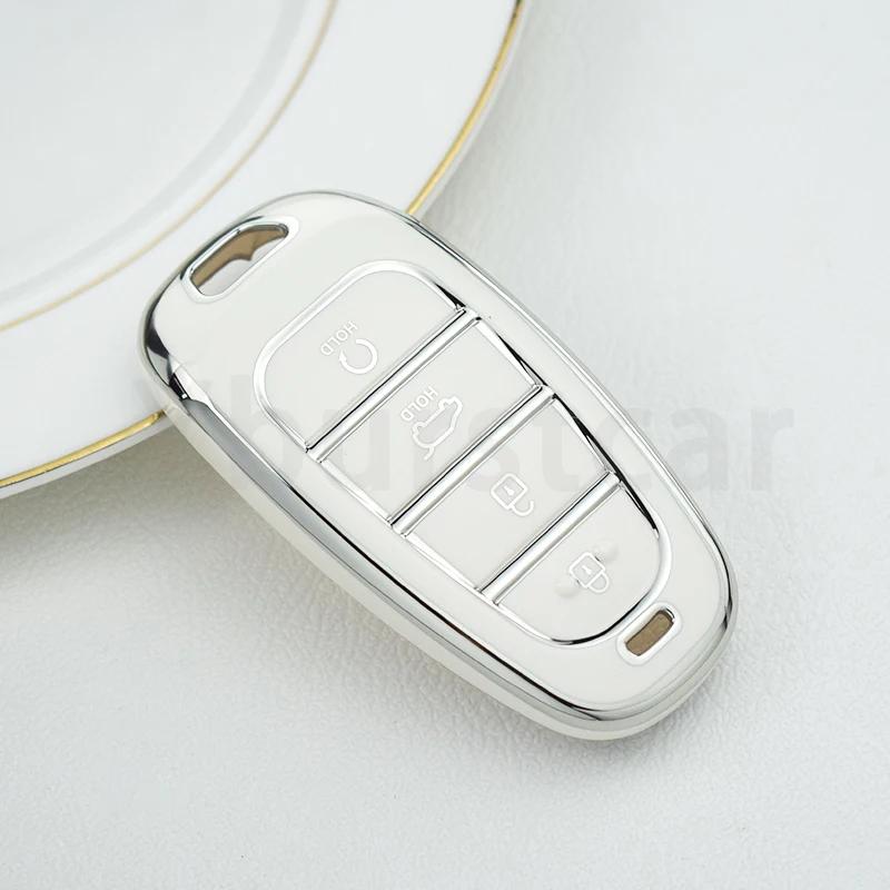 Car Key Cover Shell Fob Case Holder Bag for Hyundai Santa Fe Tucson 2022 NEXO NX4 Atos Solaris Prime Keyless Accessories