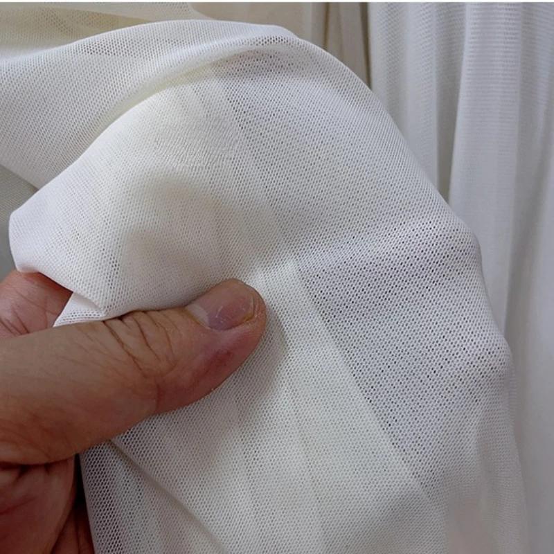 Wide 150cm Nylon Mesh Fabric Spandex High Elastic Dense Black White for DIY Sewing Lace Shirt Stockings