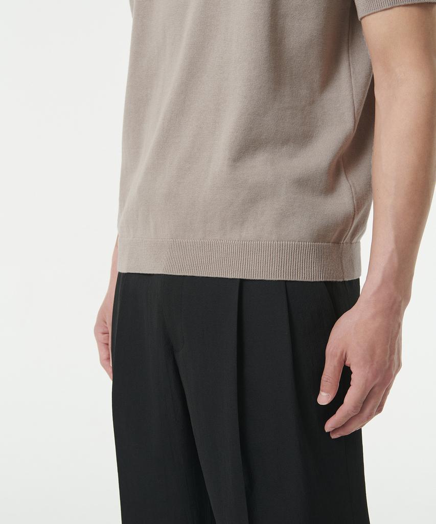 MUSINSA STANDARD Mock Neck Tipping Short Sleeve Knit [Mushroom]