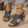 Fashion Women's Fashion Thick Sole Hollow Sandals Summer High Heel Peep Toe Sandal Female New Back Strap Square Heel Sandalias Mujer