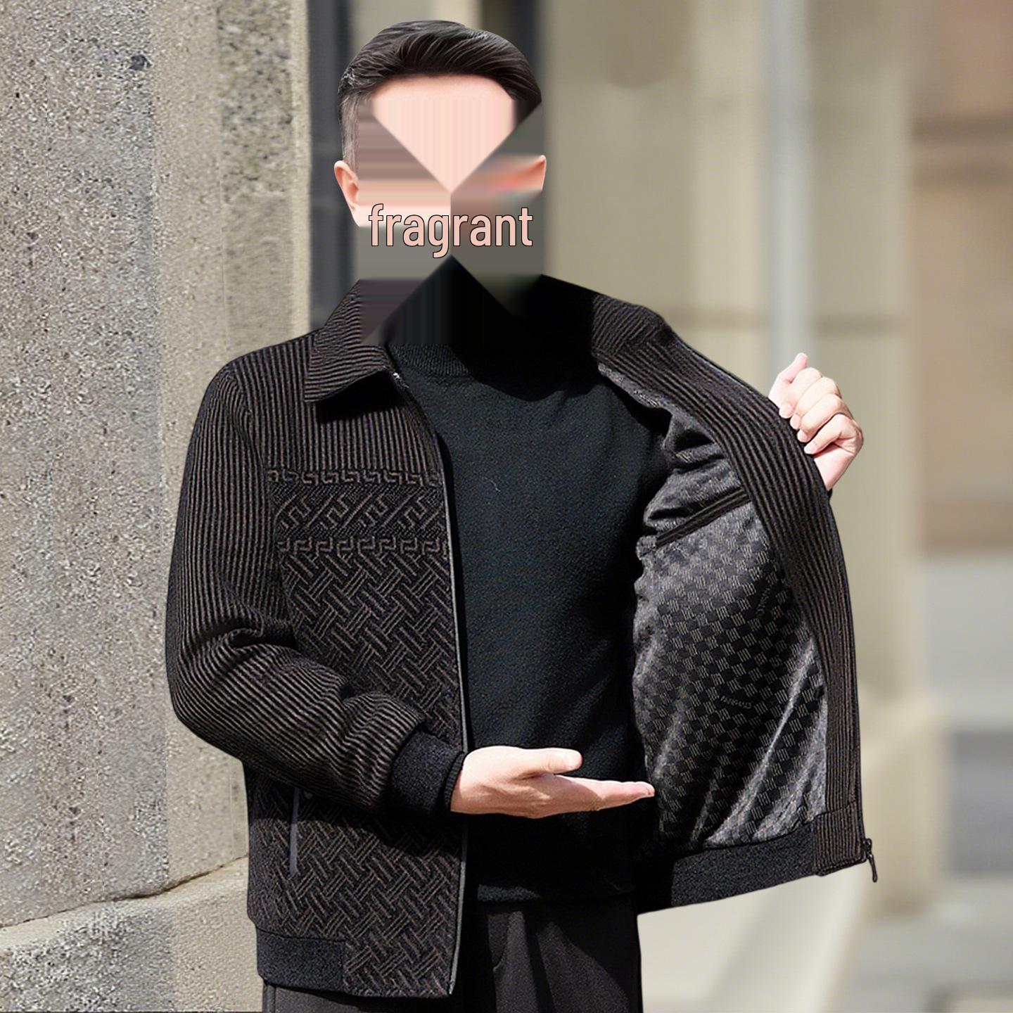 

Men s Woolen Jacket for 40-60 Year Olds: Autumn/Winter Thickened Coat with Lapel for Dad and Grandpa. 180/Recommended for 55-65 kg