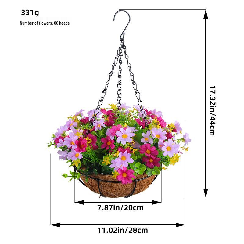 Frühlingsblumen-Hängekorb mit Schleife - Kranz Heimdekoration