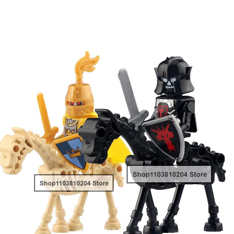 Skeleton Soldier Army King Knight Undead Horse Warrior Bricks Building Block Ringwraith Saddle Roman Soldiers Sword Waffen Toys