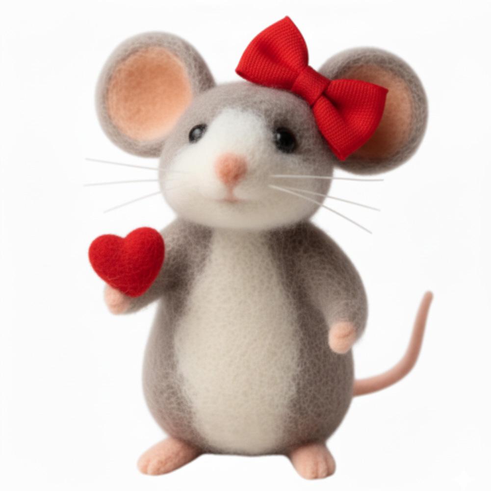 Christmas Mice Wool Felt Mouse Felt Animal Crafts Cute Mouse Tree Ornaments Winter Christmas Wool White Mouse Decor For Wedding