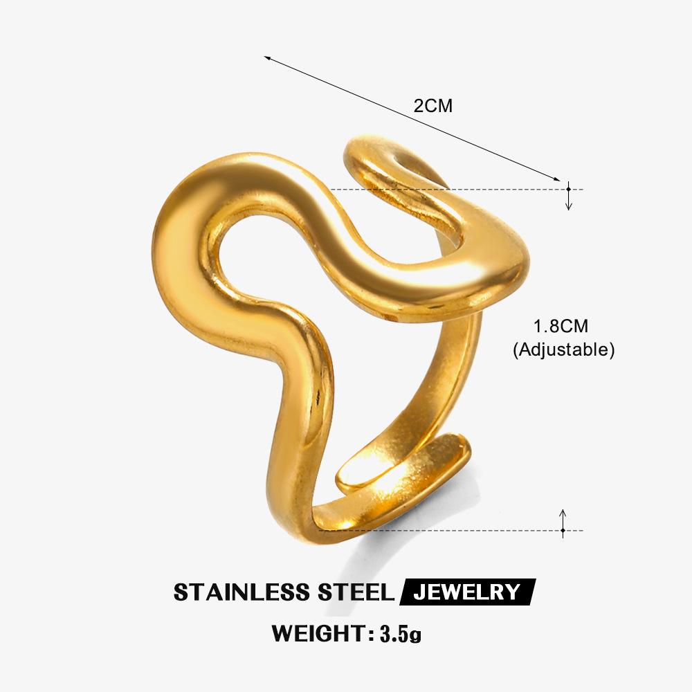 2025 New 18K Gold Plated Stainless Steel Metal Rings for Women Irregular Trendy Designer Aesthetic Jewelry Waterproof Men's Ring
