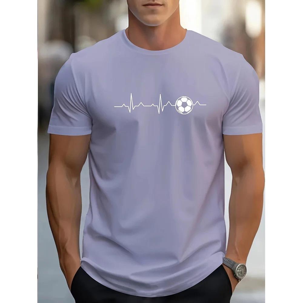 Summer Round Neck 3D Simple Pattern Print Top Fashionable Casual Short Sleeved Men's T-shirts