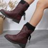 2024 New Winter Fashion Elegant Women's Round Head Mid Calf Sweet Princess Party Boots Fashion Flat Shoes Snow Shoes