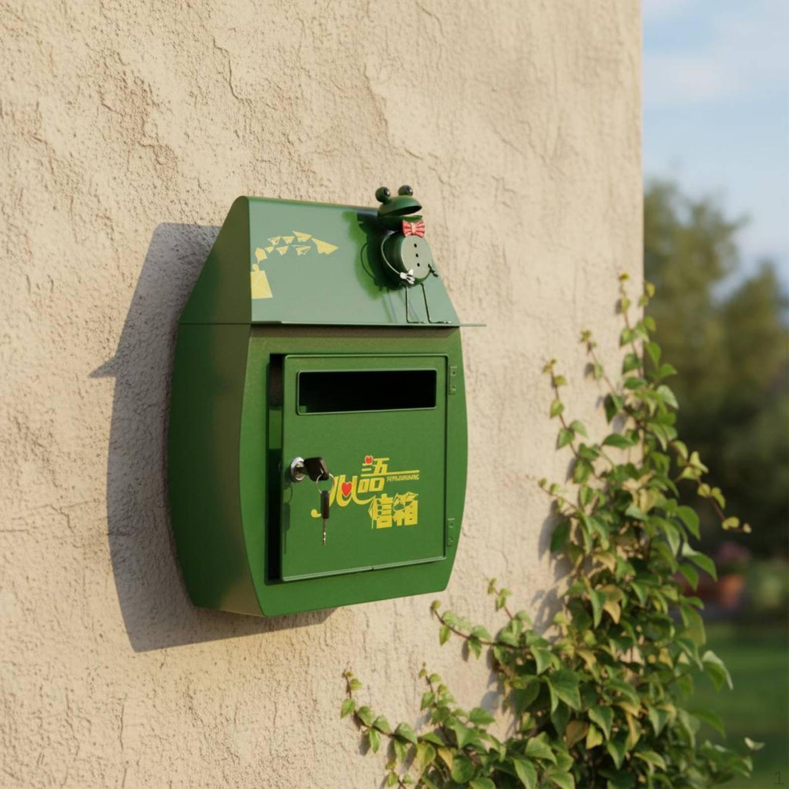 Frog Mailbox Creative Design Green Metal