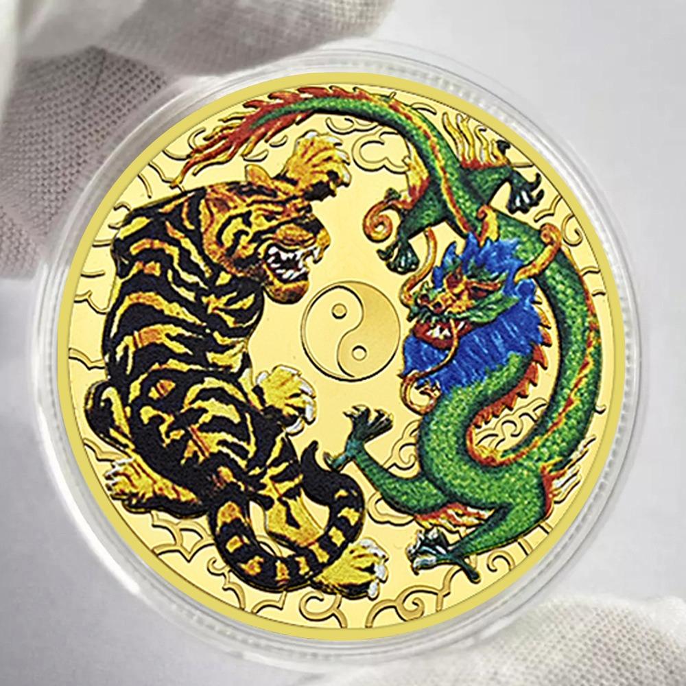 Longteng Tiger Glory Commemorative Coin, Collectible Souvenir, Gold-plated/silver Badge, Children's Day Gift, Metal Craftsmanship