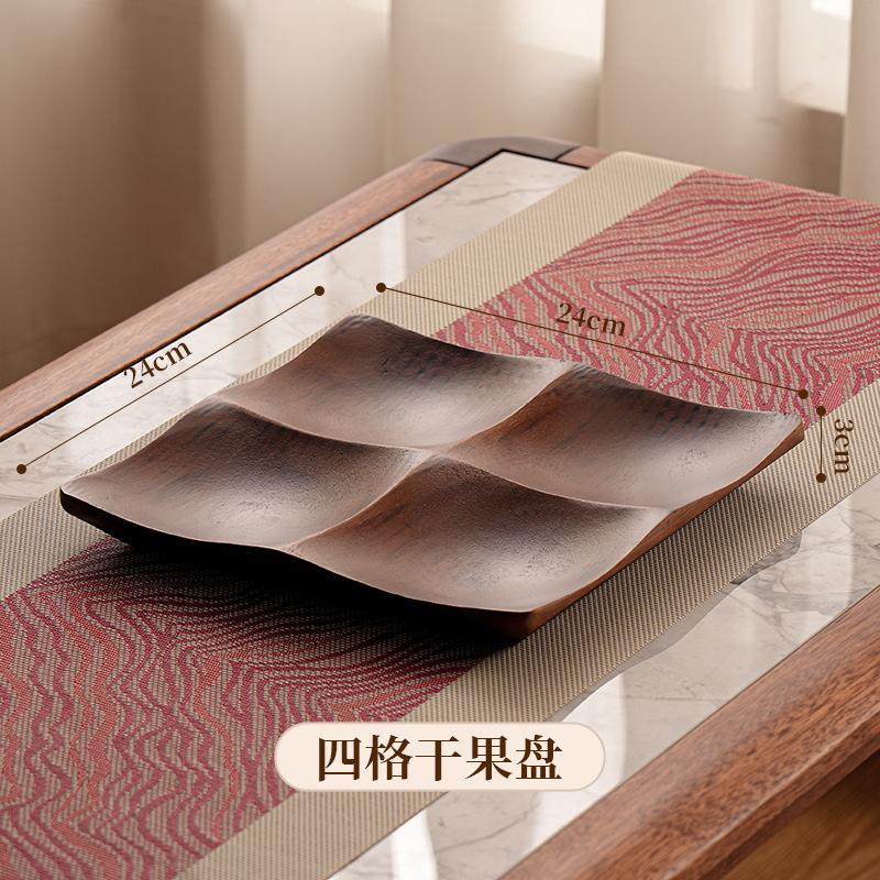 Household Division of Dry Fruit Tray Living Room Coffee Table Fruit Snack Candy Bamboo Tray