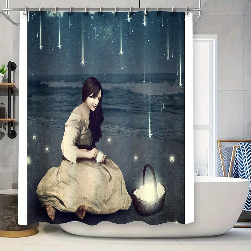 

GAEVintage Farmhouse Shower Curtain Rustic Floral Bathroom Decor Washable Fabric Liner Set 90x180cm