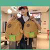 Cute Green Small Bag Cartoon Capybara Design Student Backpack With Pendant For Campus Use