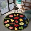 Fruit Pattern Round Rug Vibrant Flannel Carpet for Kitchen Dining Room Decor Fresh Fruit Design Floor Mat Easy to Clean Durable