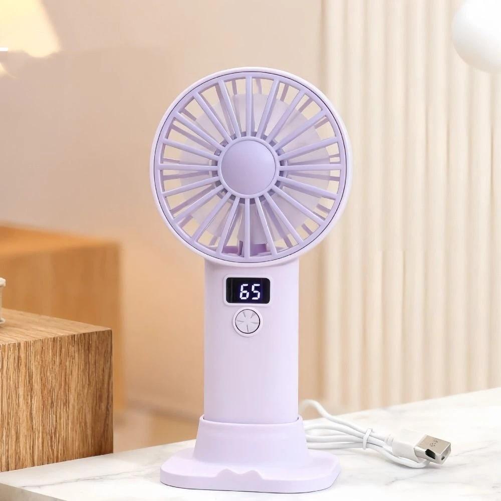 Compact Digital Display Fan Stable Base Portable Desktop Fan USB Rechargeable Fan  Summer Use