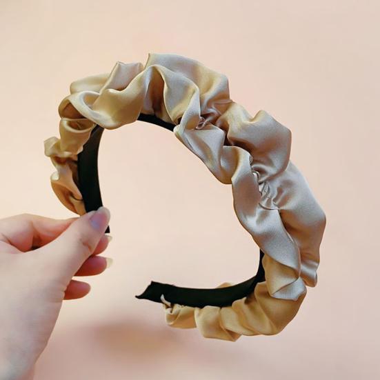 Women Headband French Style Smooth Satin Wide-Brim Sponge Filled Hair Hoop Soft Fabric Hair Accessory