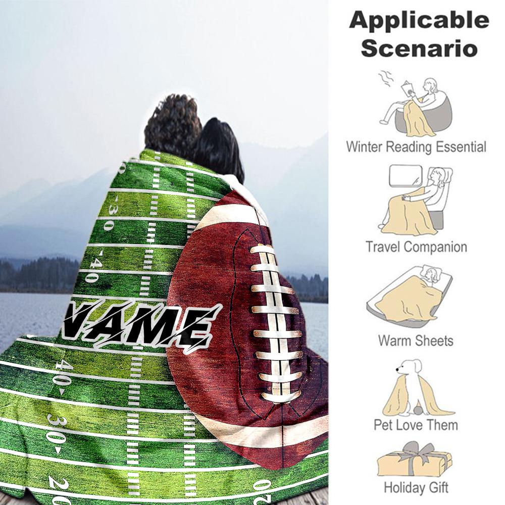 Rugby Field Personalized Name Blanket Lightweight Customizable Blanket Warmthful Decor Versatile for Livingroom Nap Sofa Couch for All Occasions