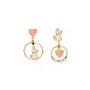 Funny Cat Heart-shaped Earrings - Pink