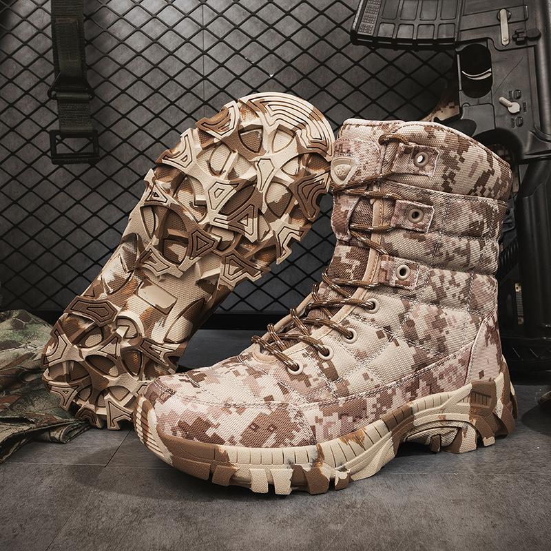 Large Size Combat Boots Men's Outdoor Camouflage Boots High Top Mountaineering Boots Men's Tactical Boots Men's Hiking Training Boots Men's