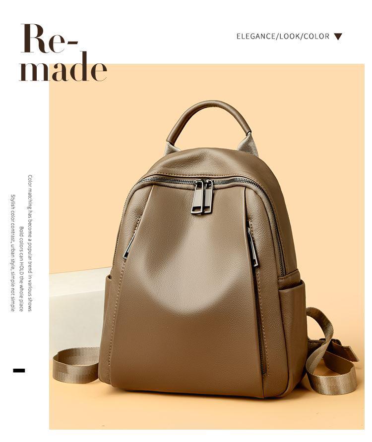 Women's Genuine Leather Large Capacity Fashion Travel Backpack