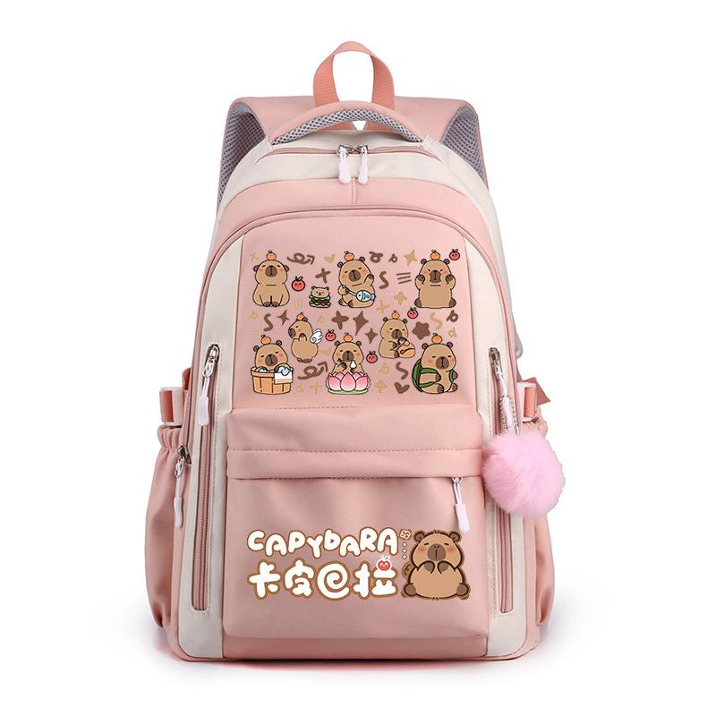 Kapibara Schoolbag New 2024 Ridge Protection Cute Men and Women High Value Cartoon Printing Large Capacity Backpack