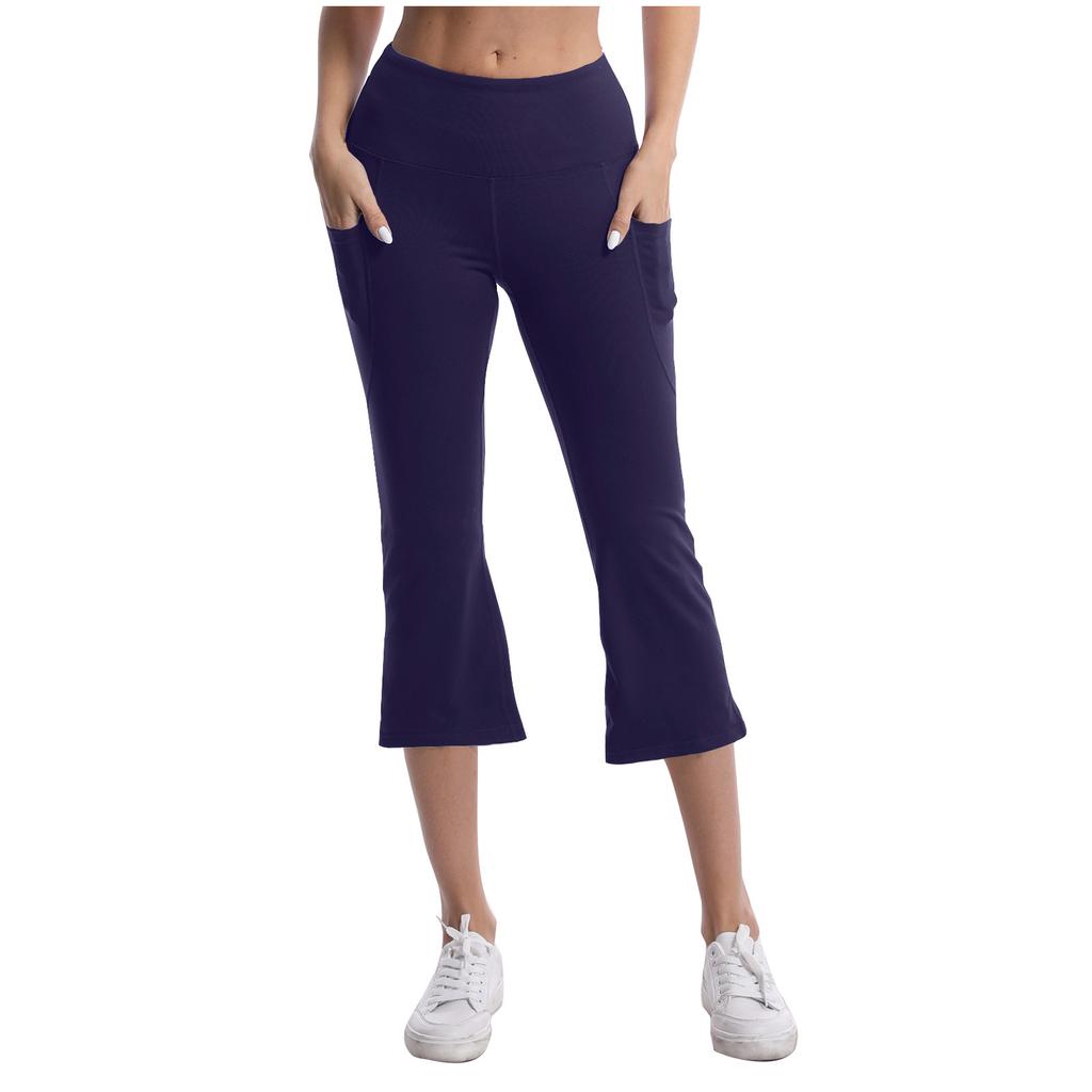 Women's Fashionable Yoga Pants With Pockets: Casual Flared Cropped Pants