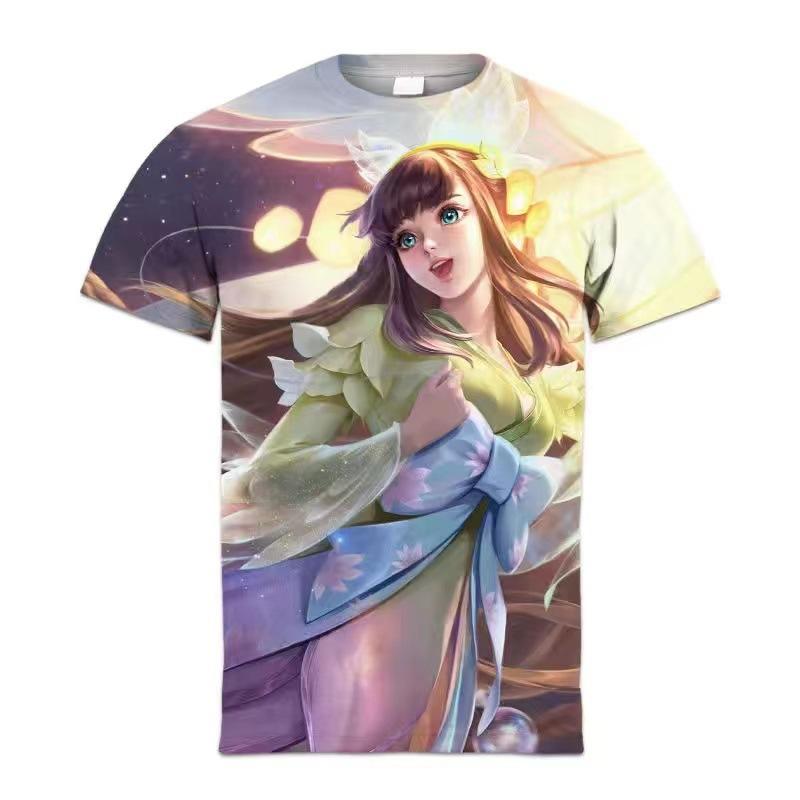 Summer King of Glory Game Clothes Men's Short Sleeved T-shirt for Middle School Students 3D Digital Printed T-shirts Top