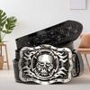 Men's Alloy Buckle Leather Belt - Vintage Embossed Punk Style