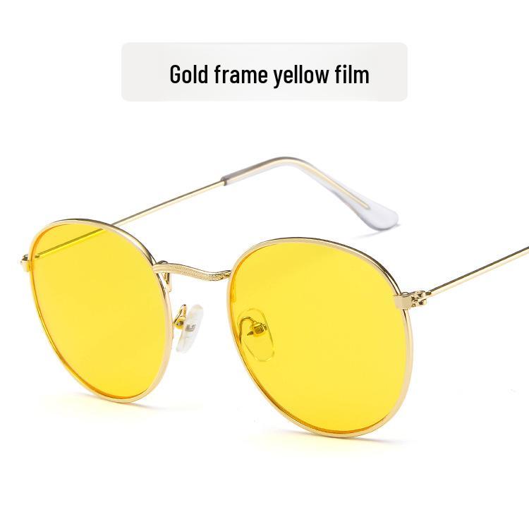 

Женские солнцезащитные очки в круглой оправе из металла с цветными линзами в стиле ретро - европейская и американская мода. 3447-158-16