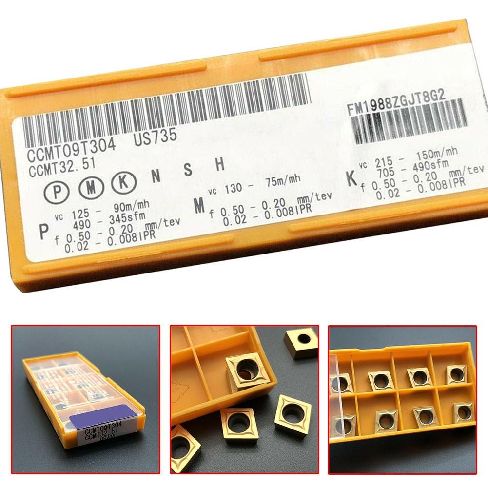 10Pcs CCMT32.51 CCMT09T304 US735 Carbide Insert Lathe Turning Inserts CNC Blade