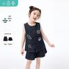 Girls' Fade-Resistant Denim Vest & Shorts Set