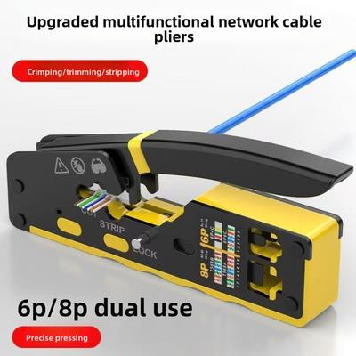 All-in-One 3 In 1 RJ45 Network Crimper EASY-Type Cat7 Cat6 Cat5 Ethernet Crimper Multifunction Pass Through Network Tools Pliers