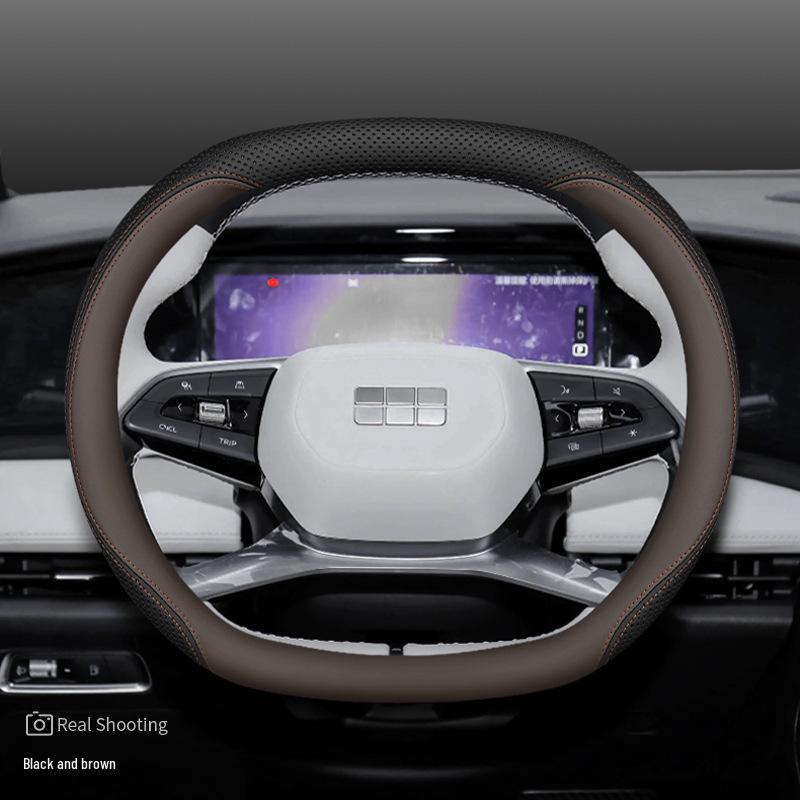 Premium Leather Anti-slip Steering Wheel Cover for Geely Galaxy L7/L6/E8 - Ultra-thin Design