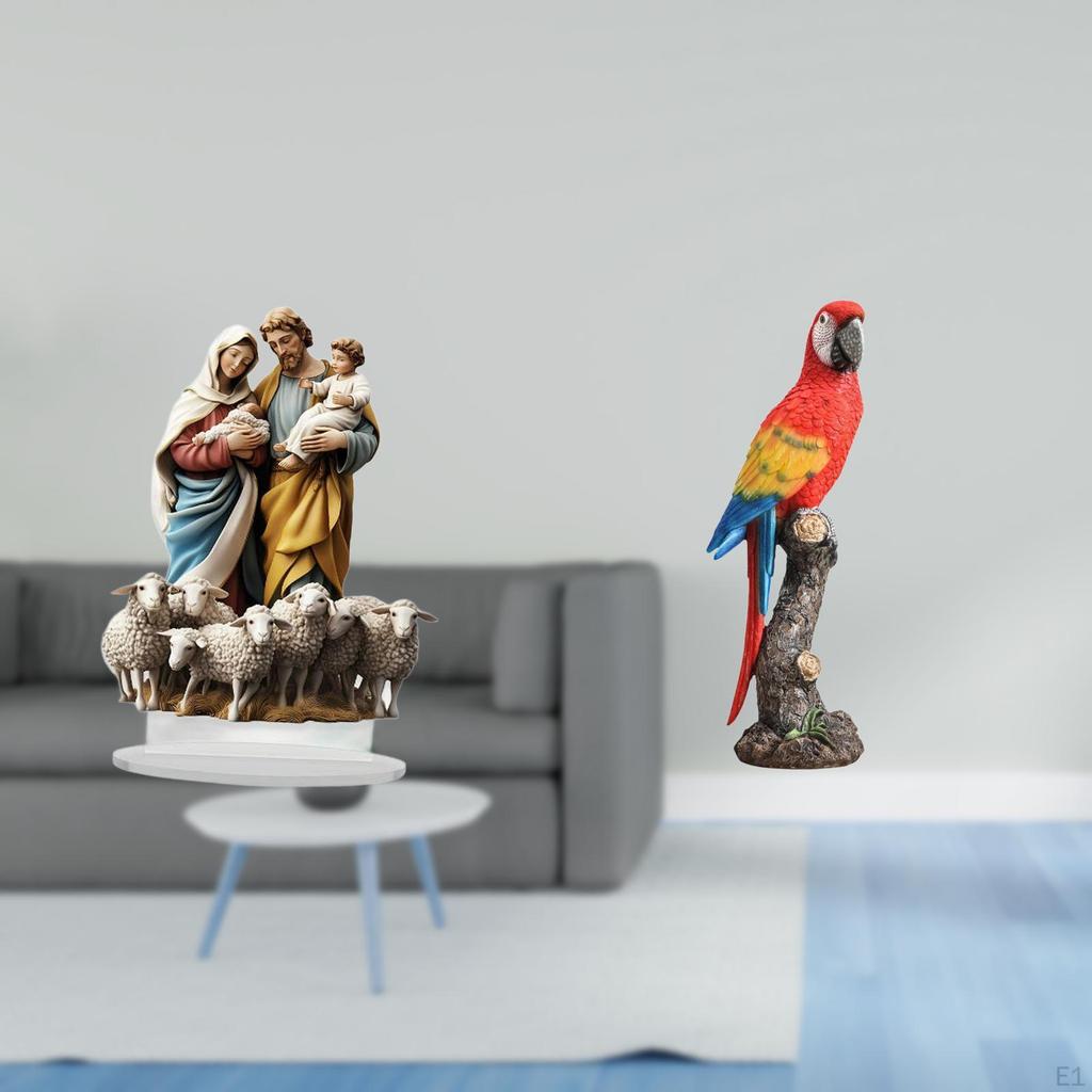 Parrot Figurine Acrylic Animal Sculpture Table Sign Desktop Ornament Resin Material Suitable for