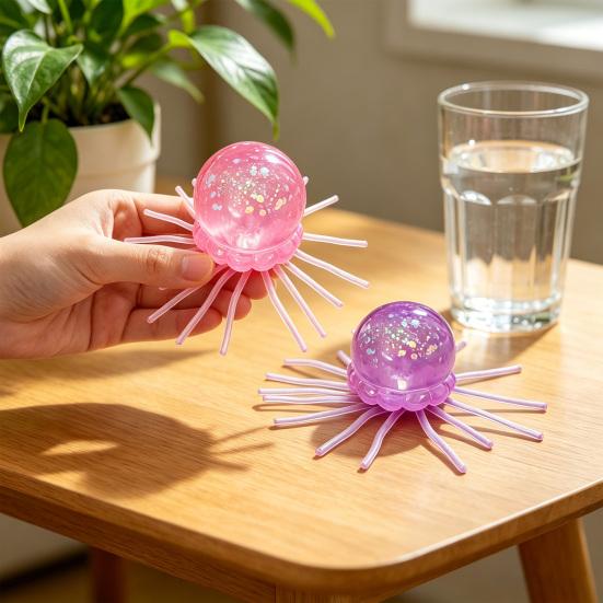 1/2/3Pcs Simulation Jellyfish Squeeze Toy Stress Relief Clear Glitter Jellyfish Sensory Toy Soft Stress Ball Sea Animal Fidget Toy