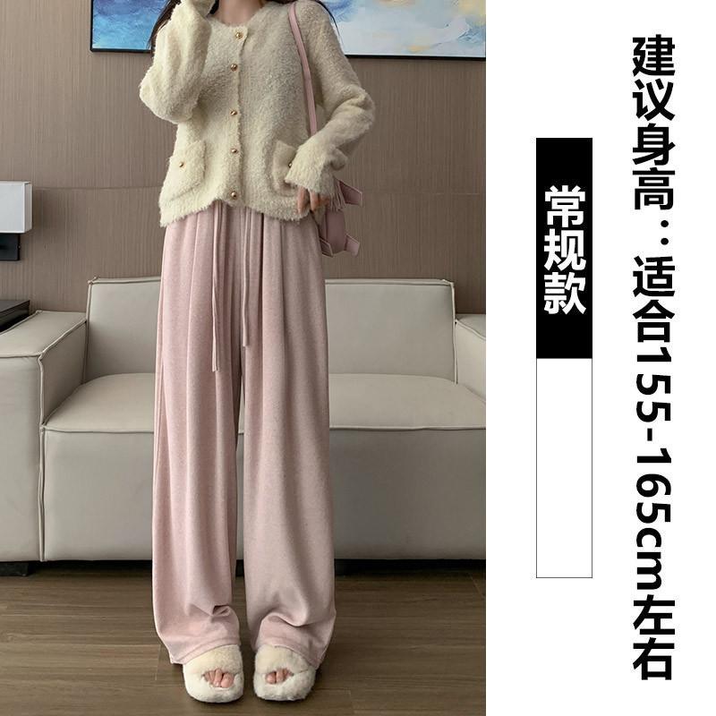 

Мягкие брюки-полотенца из клейкого риса женские осенне-зимние новые спортивные штаны теплые с высокой посадкой драпированные свободные повседневные широкие брюки XL