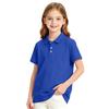 Girls' Short Sleeve School Uniform T-Shirt with Three Button Placket