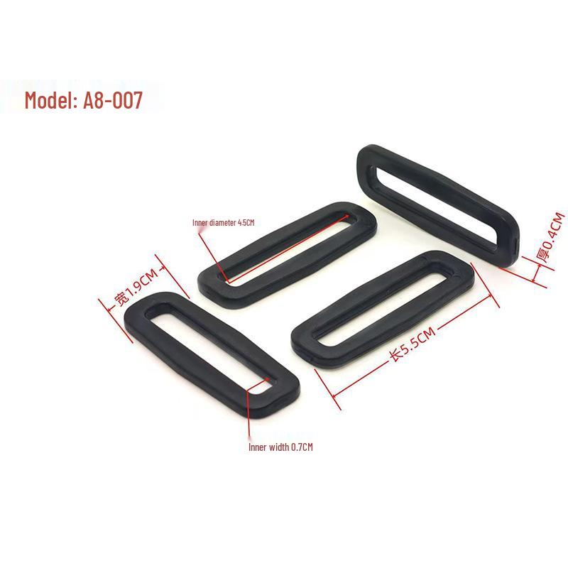 Black Plastic Rectangular Ladder Buckle - Adjustable Bag and Backpack Strap Accessory.