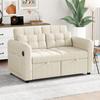 Sofa Bed with Storage Box 2-seater 3-in-1 Sofa Bed Foldable Adjustable Backrest USB Ports Armrest Pockets Beige 142x85x83 Cm