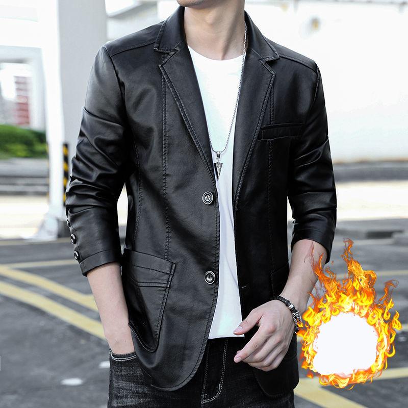 Herren Ledermantel Herbst und Winter Motorrad Pu Lederjacke