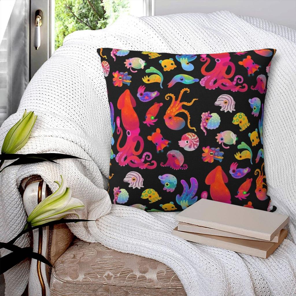 Cephalopod Square Pillowcase Pillow Cover Polyester Cushion Zip Decorative Comfort Throw Pillow for Home Sofa