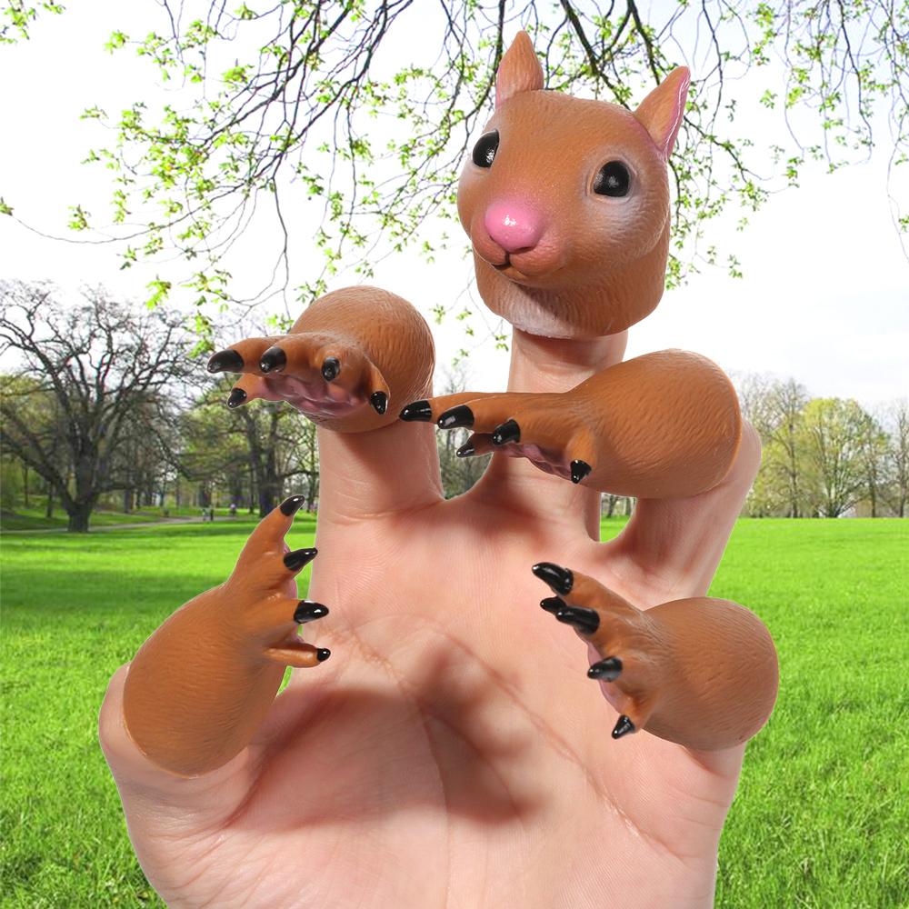 Vinyl Squirrel Dog Cat Props Hand Puppet Finger Dolls random combination