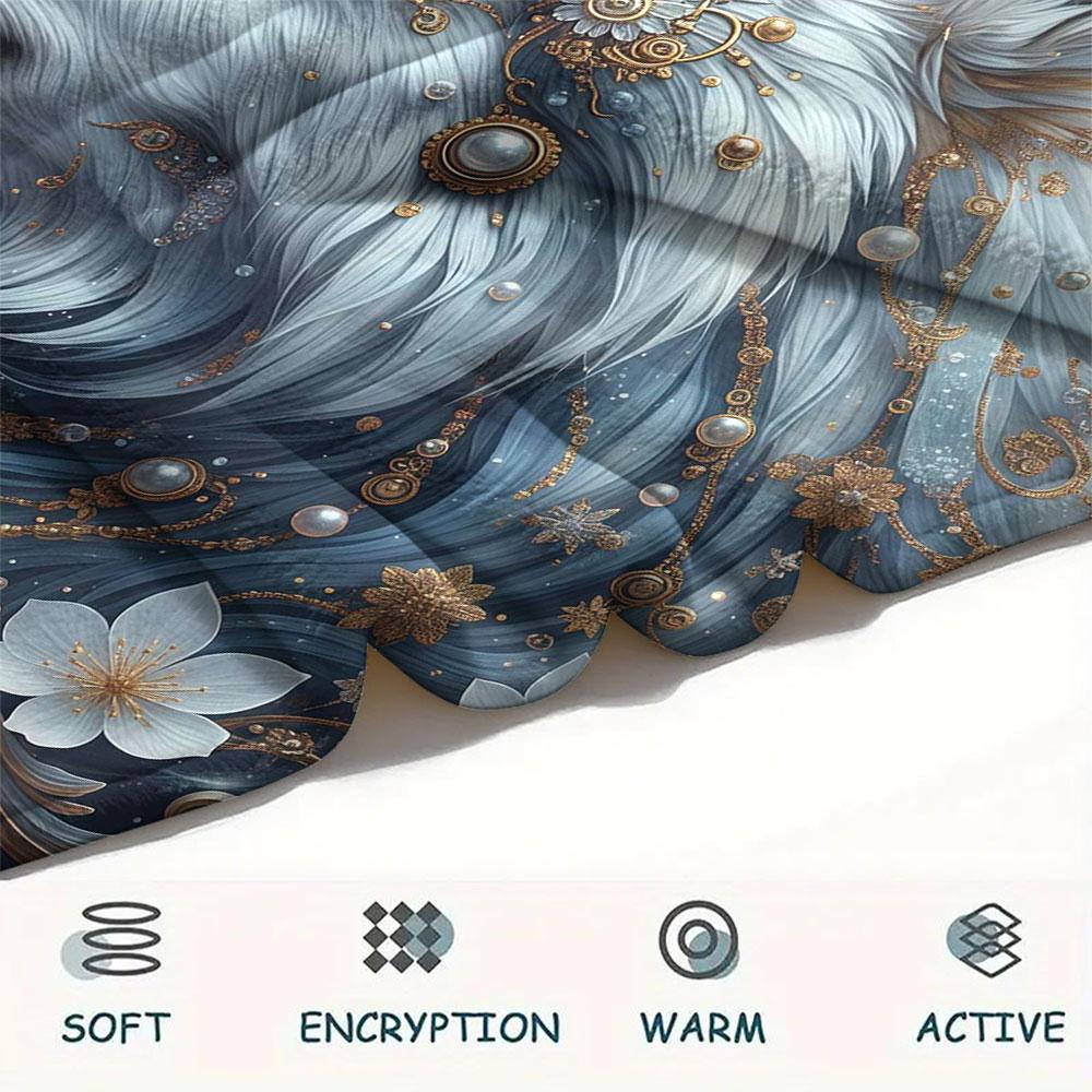 1Pc Mythicalcreatures Print Flannel Blanket, High Quality Comfortable for All Seasons, Home Decor, Warmth and Comfort, Perfect for Christmas Gifts