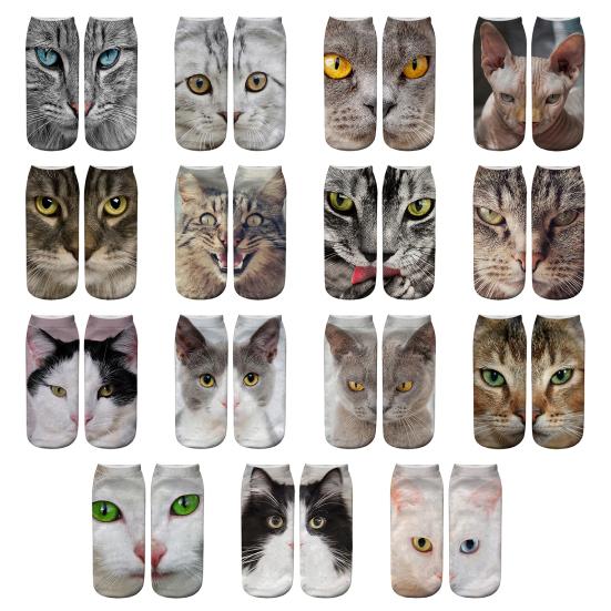 Realistic Cat Face Socks 3D Cat Print Socks Breathable Cute Kitten Socks Funny Xmas Birthday Gifts for Women Men Cat Lovers