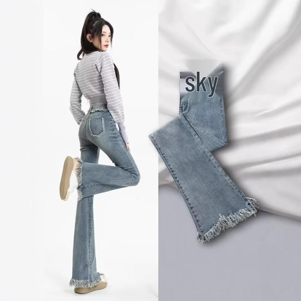 

2025 Women s High-Waist Stretch Flare Jeans: Autumn/Winter Plus Size Slimming Fit L: Height 155-165CM (54.5-60kg)